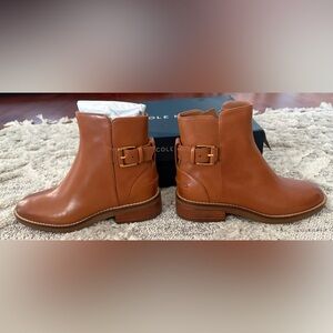 New size 5 Cole Haan Cognac Leather Hampshire Buckle Ankle Boots